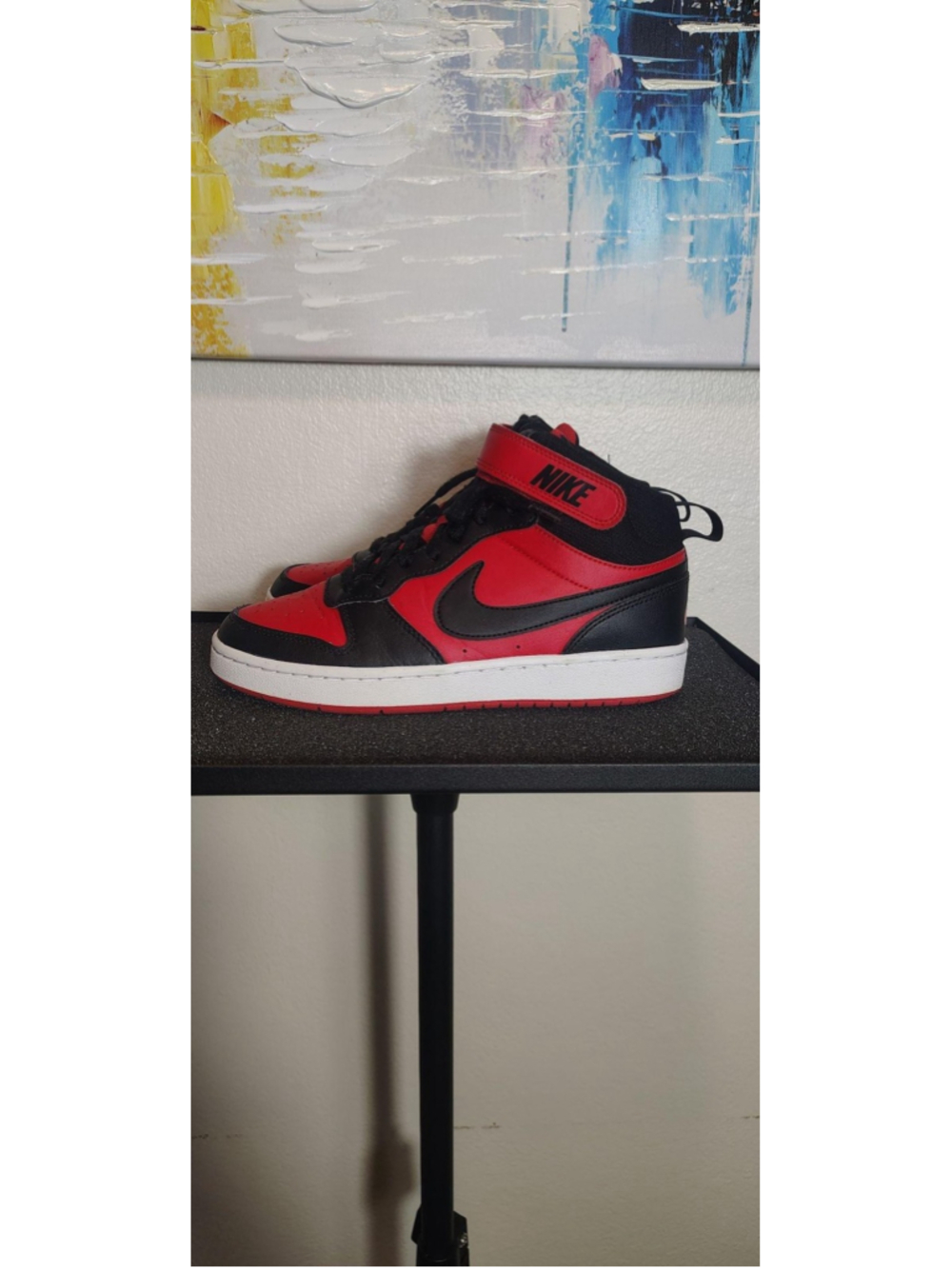 Nike Court Borough Mid 2 Shoes Youth Size 5.5Y Black Red Mid Sneakers CD7782-602